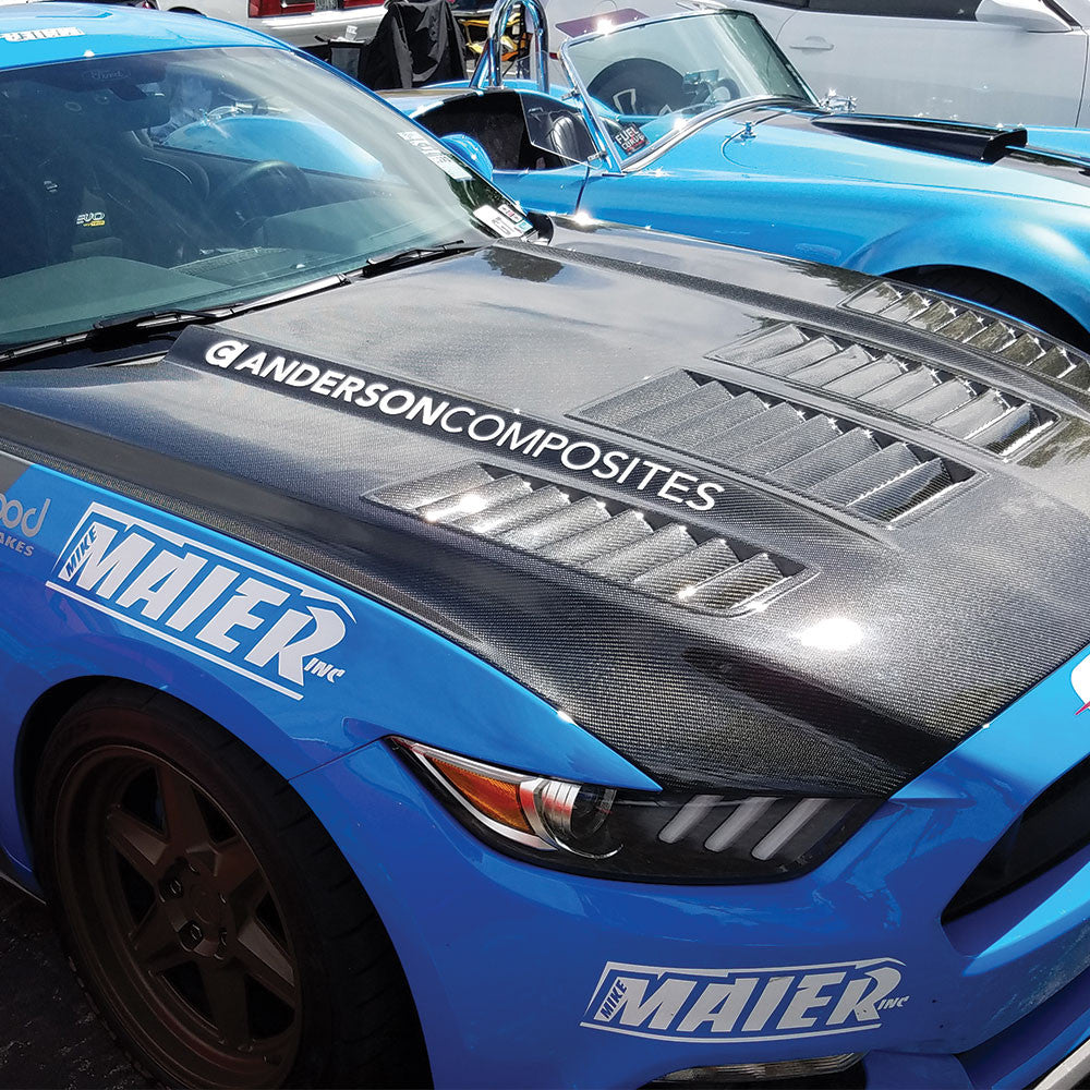 Type-TW double sided carbon fiber hood for 2015-2017 Ford Mustang