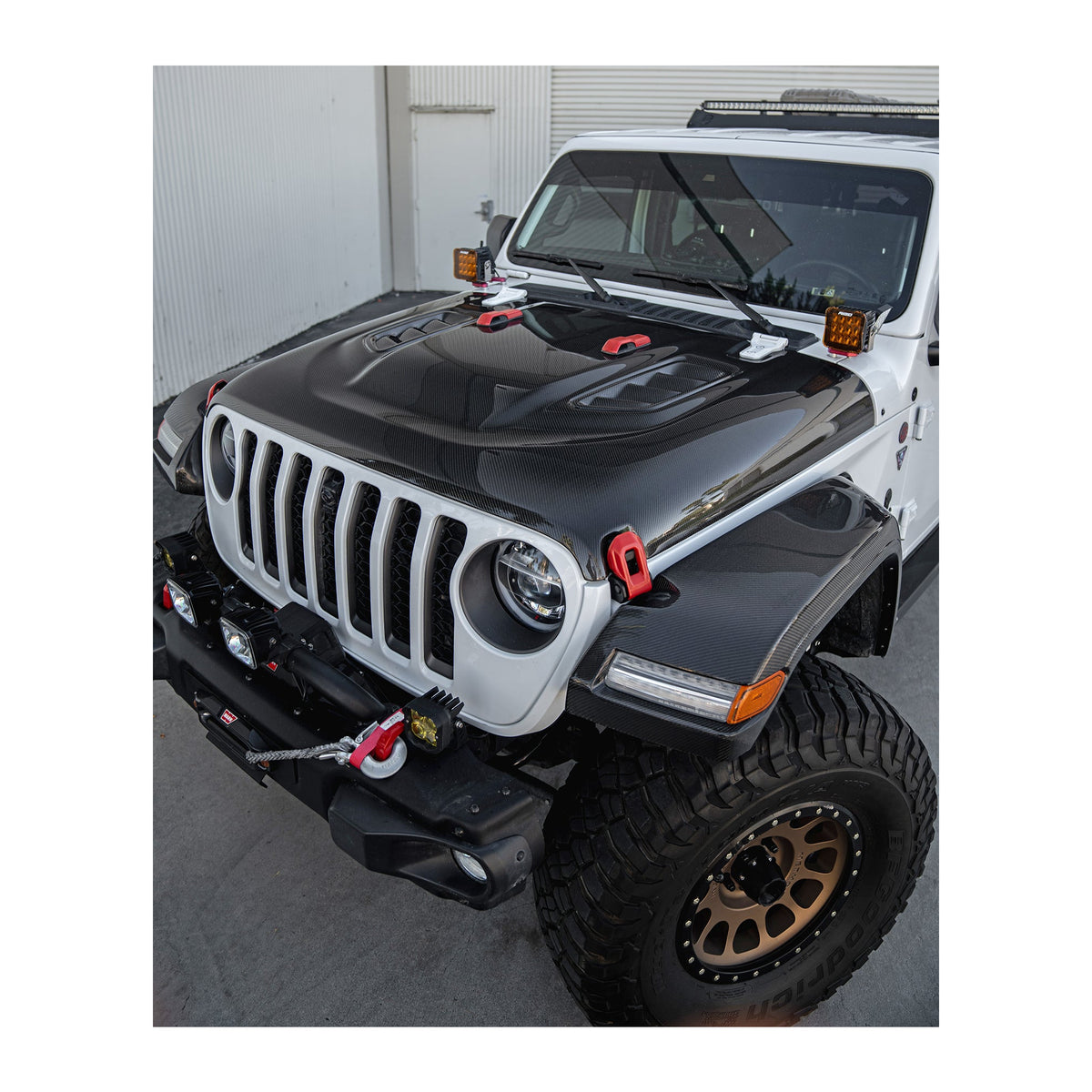 Type-OE carbon fiber hood for 2018-2024 Jeep Wrangler and Gladiator Rubicon