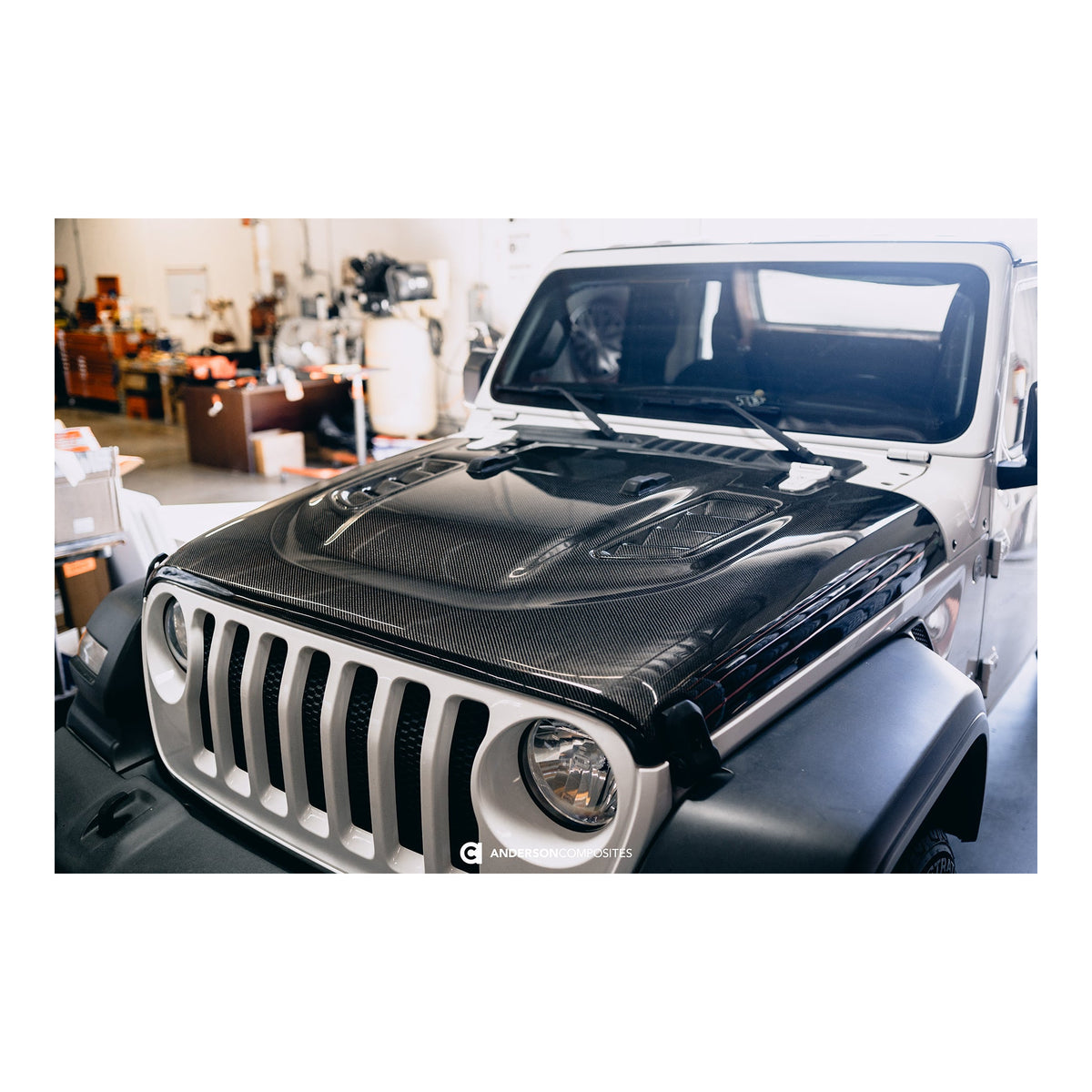 Type-OE carbon fiber hood for 2018-2024 Jeep Wrangler and Gladiator Rubicon