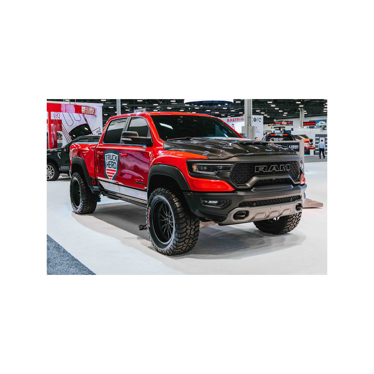 OE-style carbon fiber hood for 2021-2024 RAM TRX and 2025-2026 RHO