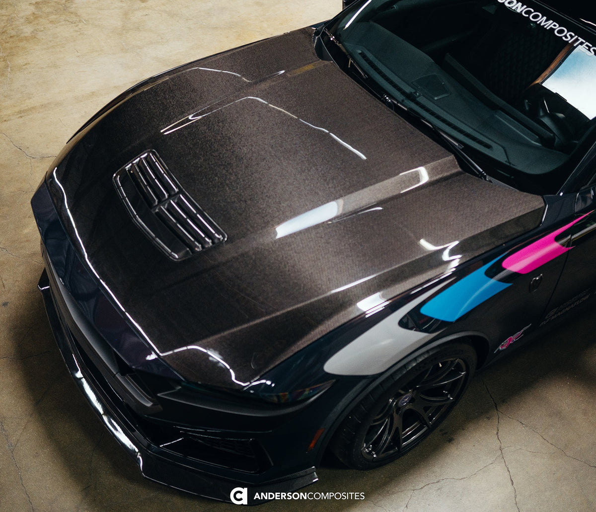 Type-OE double sided carbon fiber hood for 2024-2026 Ford Mustang