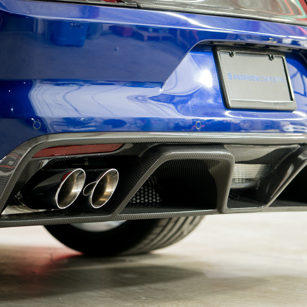 Type-GR (GT350 Style) carbon fiber rear diffuser for 2015-2017 Ford Mustang with quad-tip exhaust
