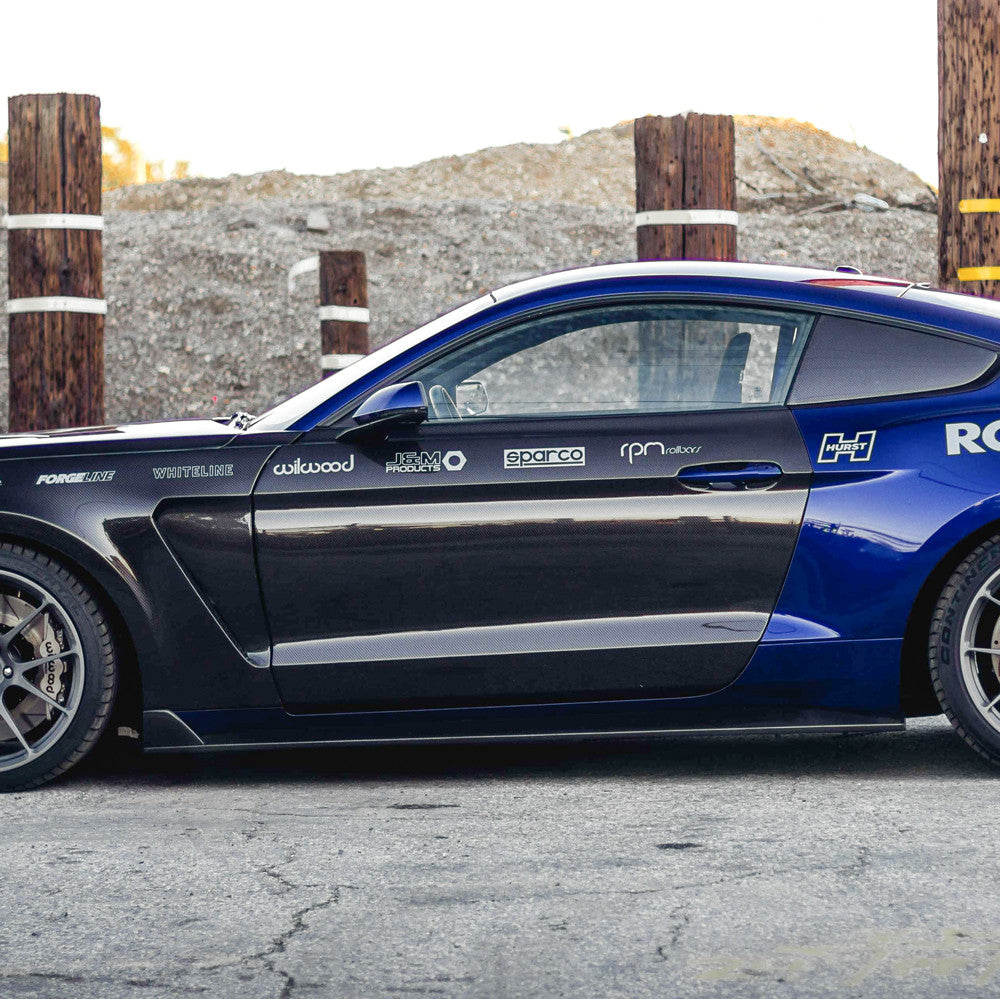 Type-GR (GT350 Style) carbon fiber side rocker panel splitter for 2015-2023 Ford Mustang