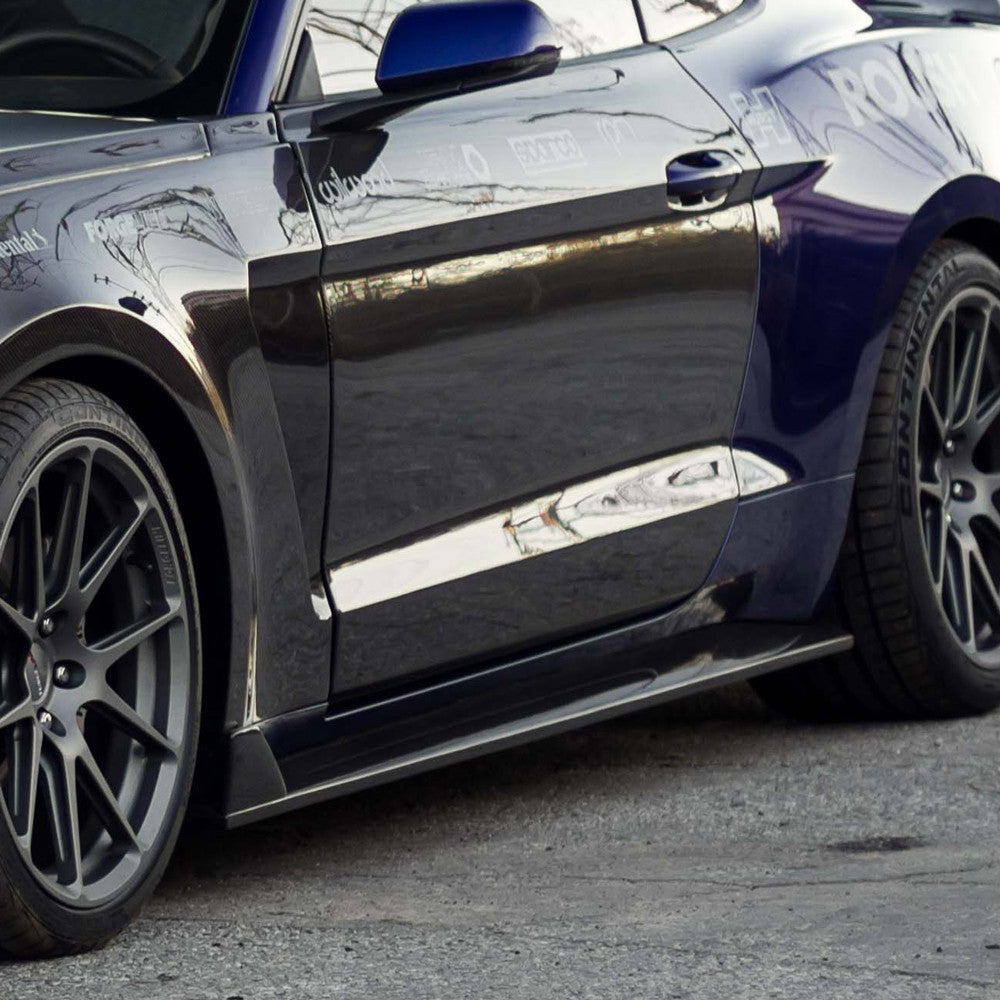 Type-GR (GT350 Style) carbon fiber side rocker panel splitter for 2015-2023 Ford Mustang
