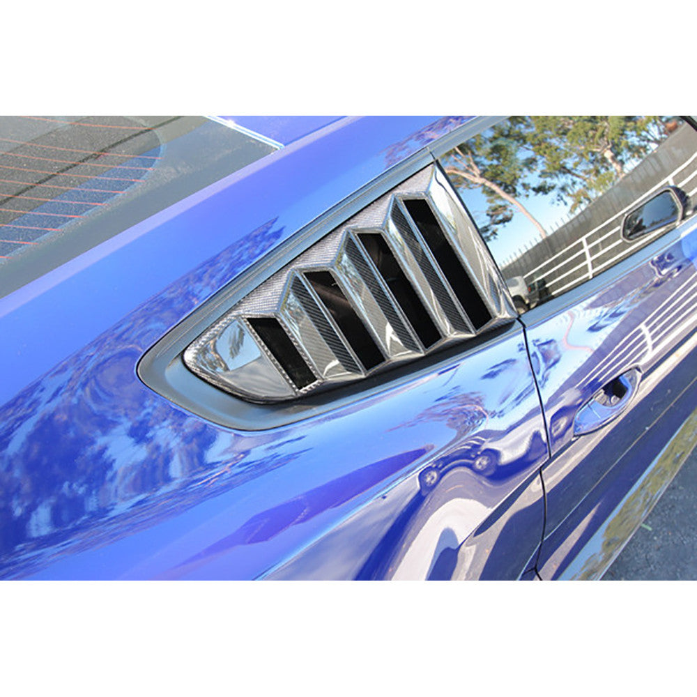 Type-V carbon fiber window louvers for 2015-2023 Ford Mustang