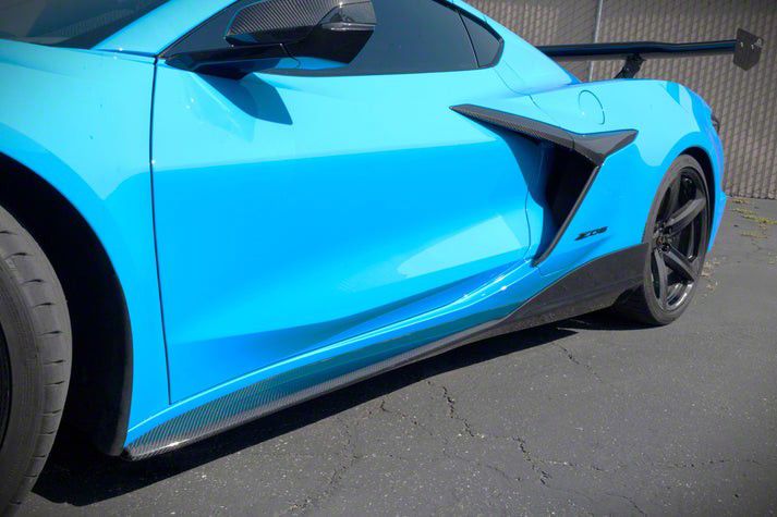 APR Performance Side Rocker Extensions; Carbon Fiber (21-26 Corvette C8, Excluding Stingray)
