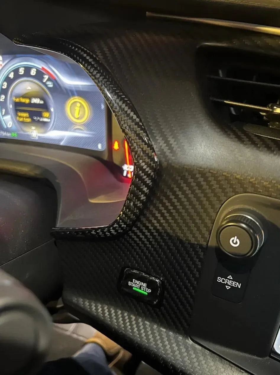 C7 Corvette 2014–2019 Carbon Fiber Gauge Bezel Chrome Delete Cover