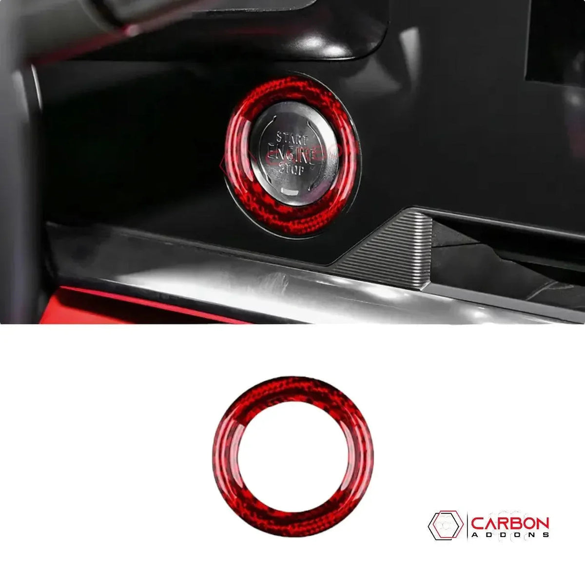 C8 Corvette Real Carbon Fiber Start/Stop Button Surround Trim Cover | Interior Upgrade (2020–2027)