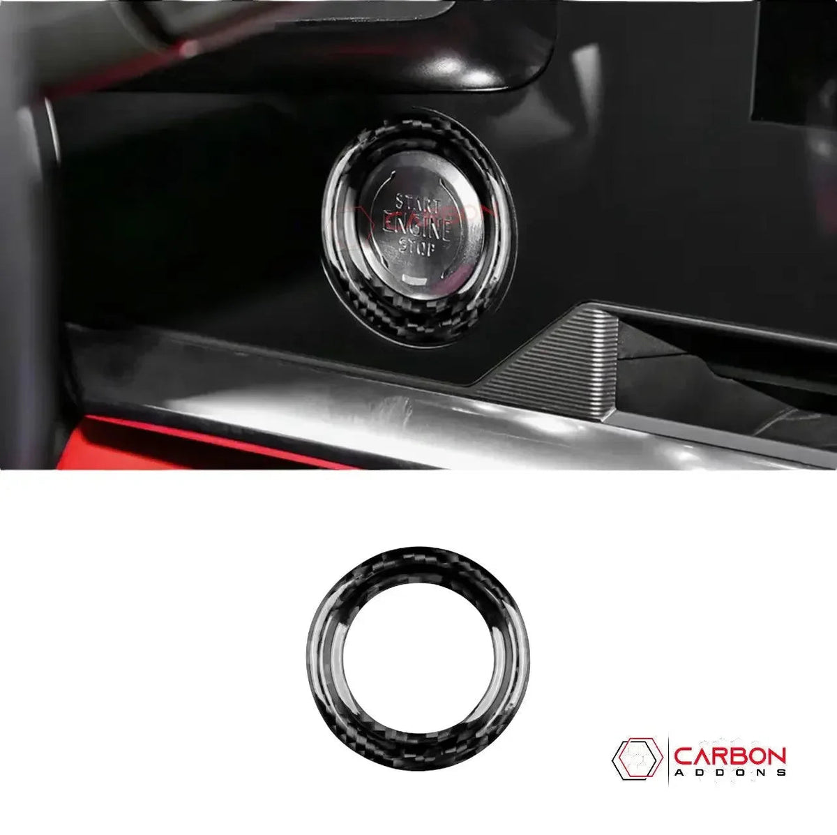 C8 Corvette Real Carbon Fiber Start/Stop Button Surround Trim Cover | Interior Upgrade (2020–2027)