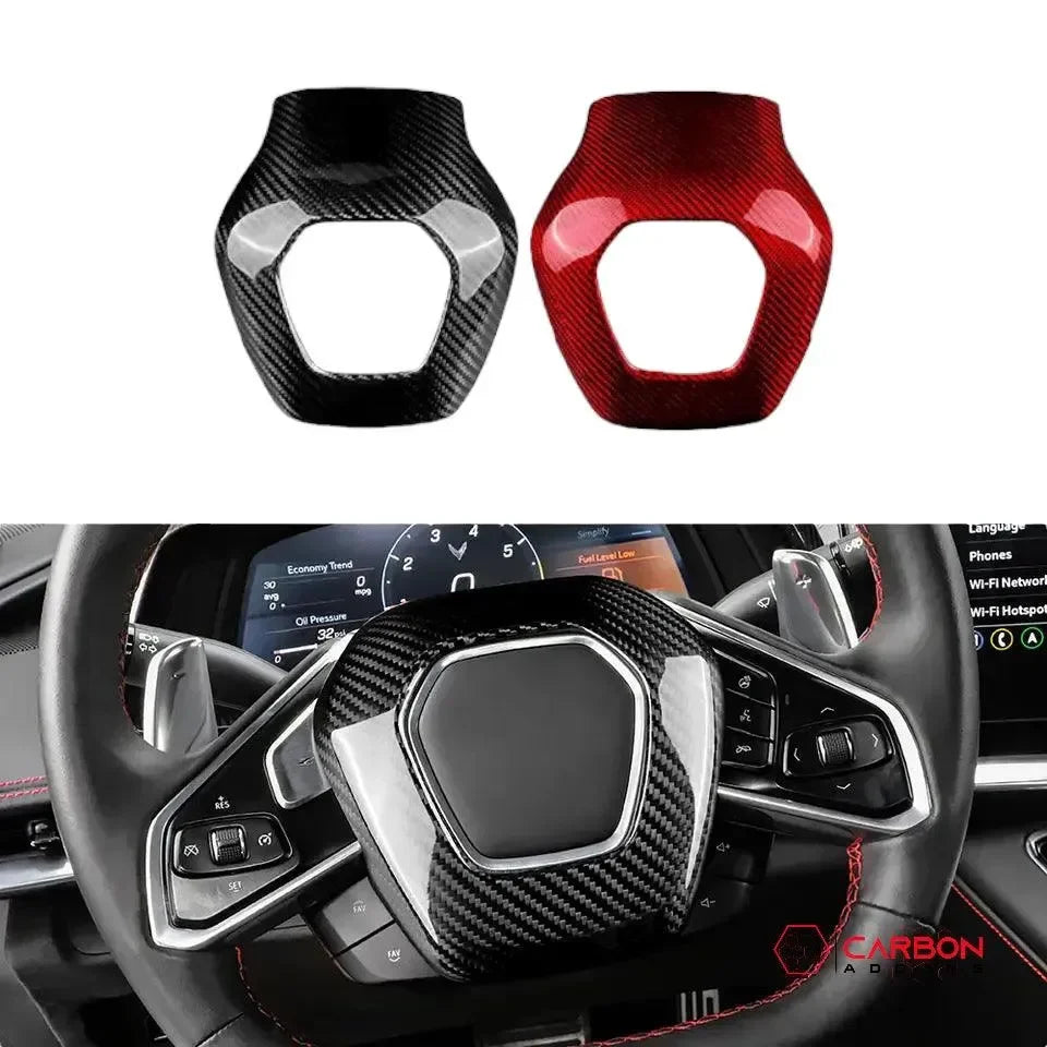 C8 Corvette Real Carbon Fiber Steering Wheel Airbag Cover | Interior Upgrade (2020–2027)