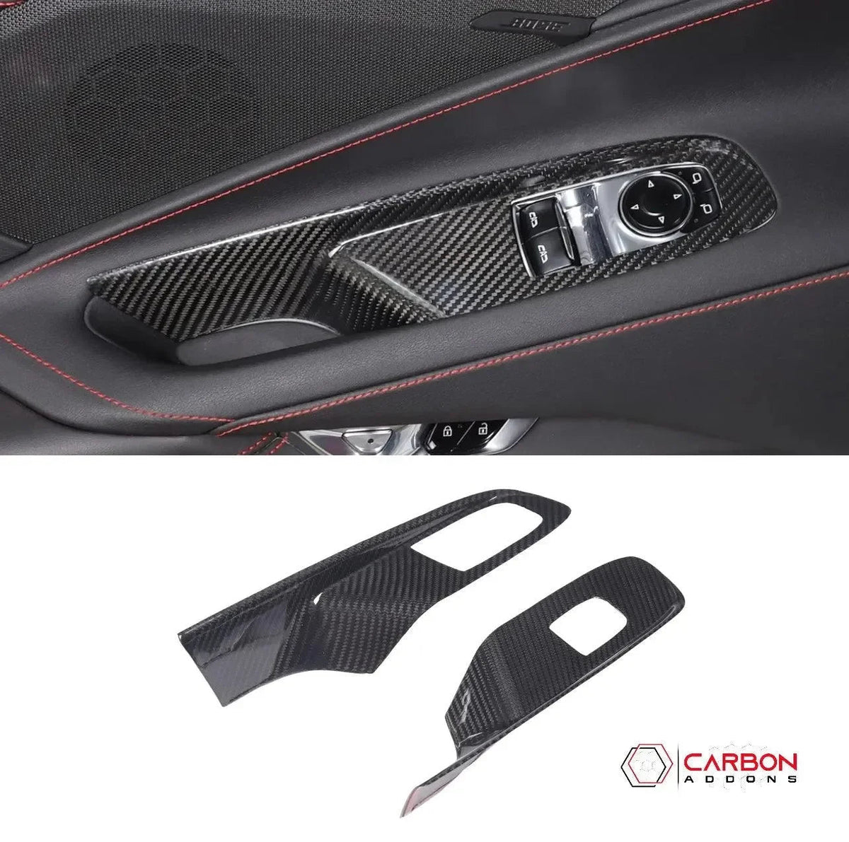 C8 Corvette Real Carbon Fiber Window Switch Trim Covers | Interior Upgrade (2020–2027)