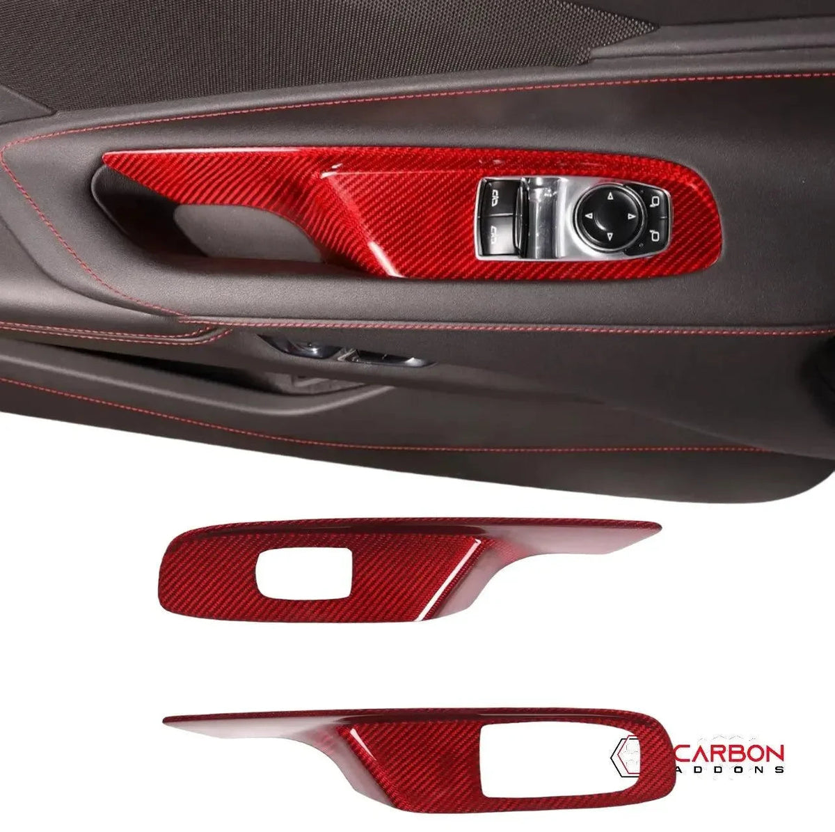 C8 Corvette Real Carbon Fiber Window Switch Trim Covers | Interior Upgrade (2020–2027)