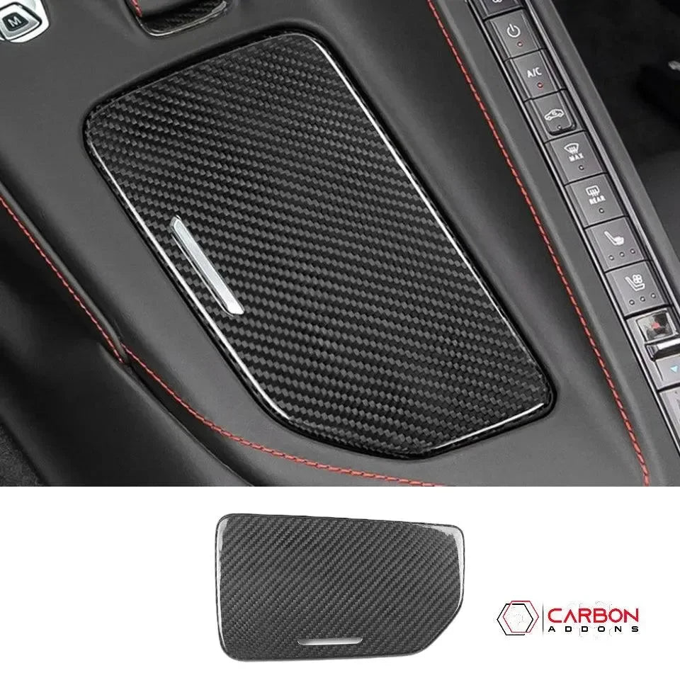 C8 Corvette Real Carbon Fiber Center Console Cup Holder Lid Cover | Interior Upgrade (2020–2025)