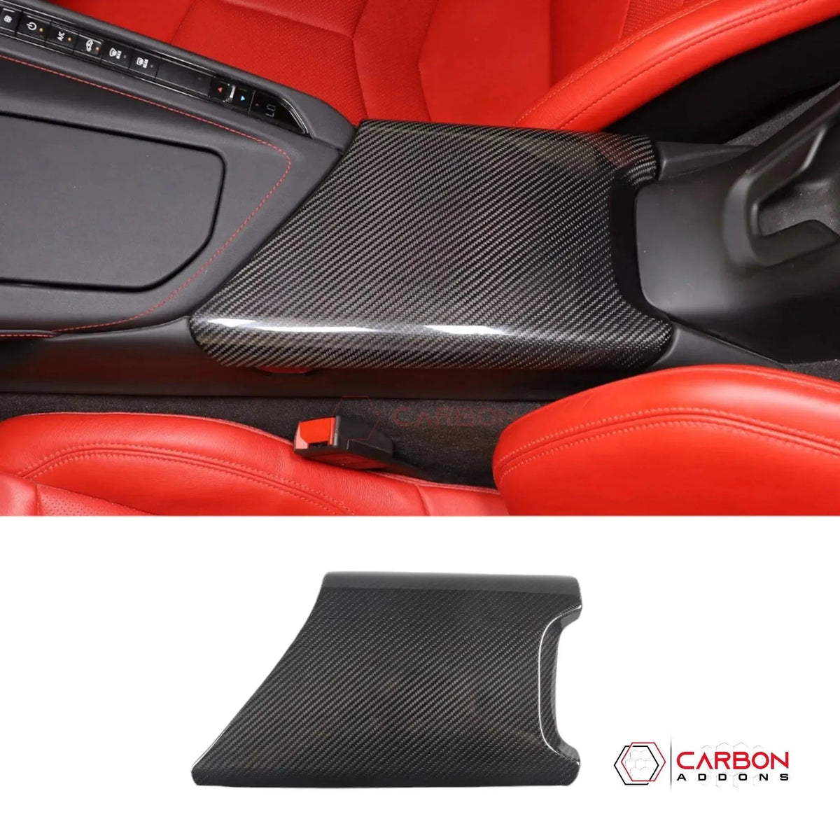 C8 Corvette Real Carbon Fiber Center Console Lid Armrest Cover | Interior Upgrade (2020–2027)