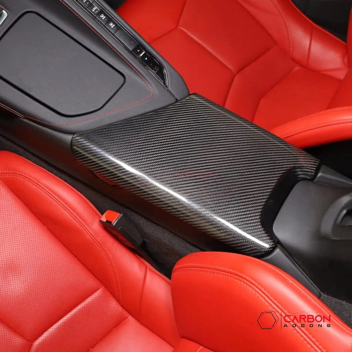 C8 Corvette Real Carbon Fiber Center Console Lid Armrest Cover | Interior Upgrade (2020–2027)