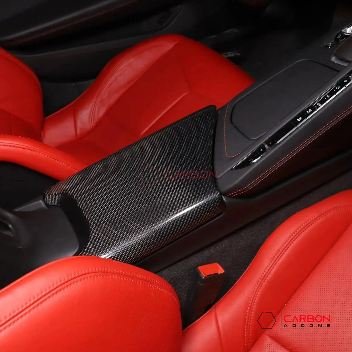 C8 Corvette Real Carbon Fiber Center Console Lid Armrest Cover | Interior Upgrade (2020–2027)
