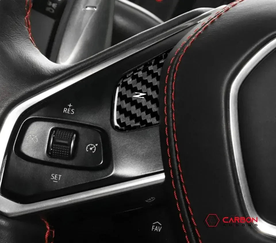 C8 Corvette Real Carbon Fiber Steering Wheel Button Covers | Heated & Non-Heated (2020–2027)