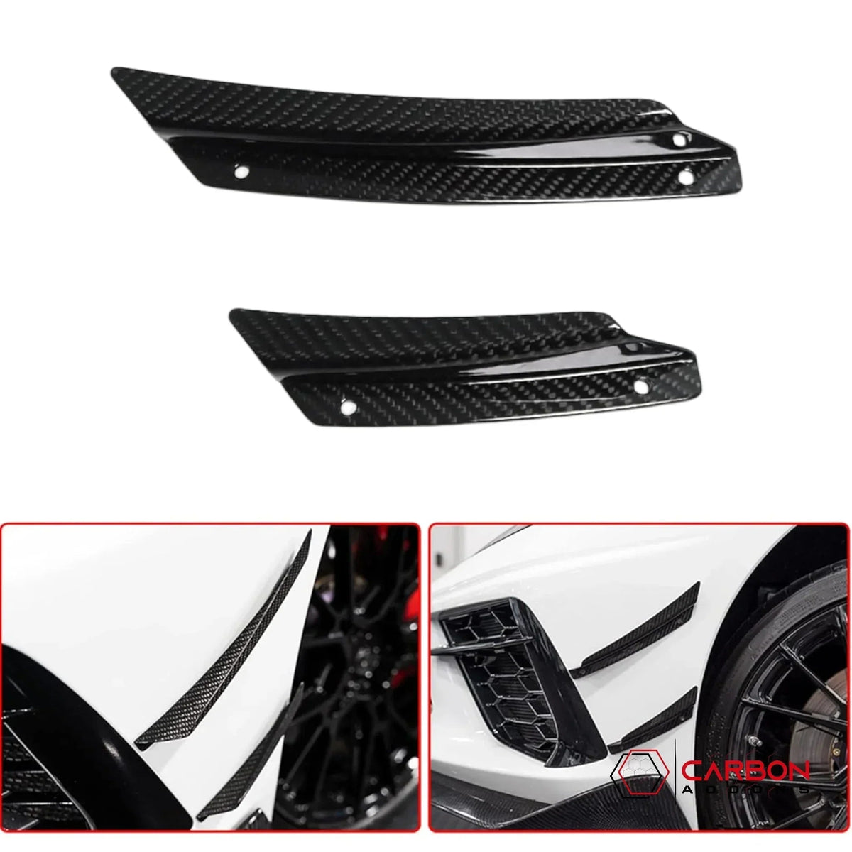 C8 Corvette Carbon Fiber Front Bumper Canards (4-Piece Set) | Aero Upgrade (2020–2027)
