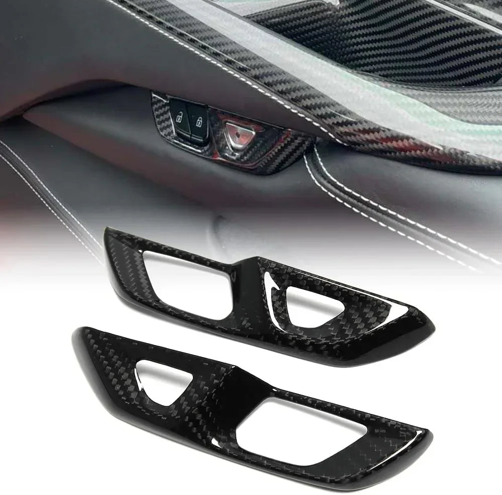 C8 Corvette Real Carbon Fiber Door Lock Trim Covers | Interior Upgrade (2020–2027)