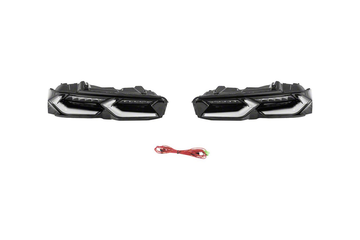 C8 Style Sequential LED Tail Lights; Black Housing; Red Lens (19-24 Camaro)