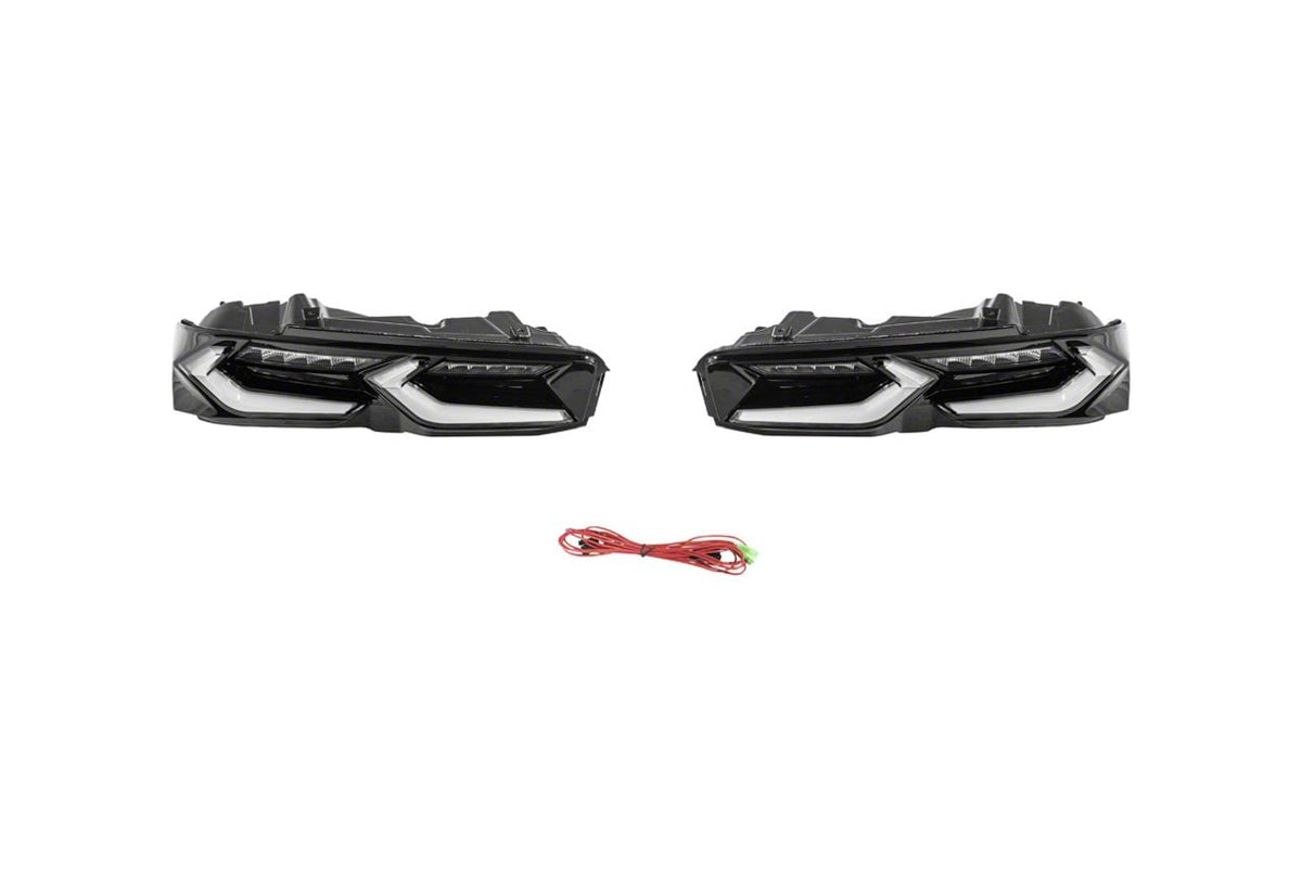 C8 Style Sequential LED Tail Lights; Black Housing; Clear Lens (19-24 Camaro)