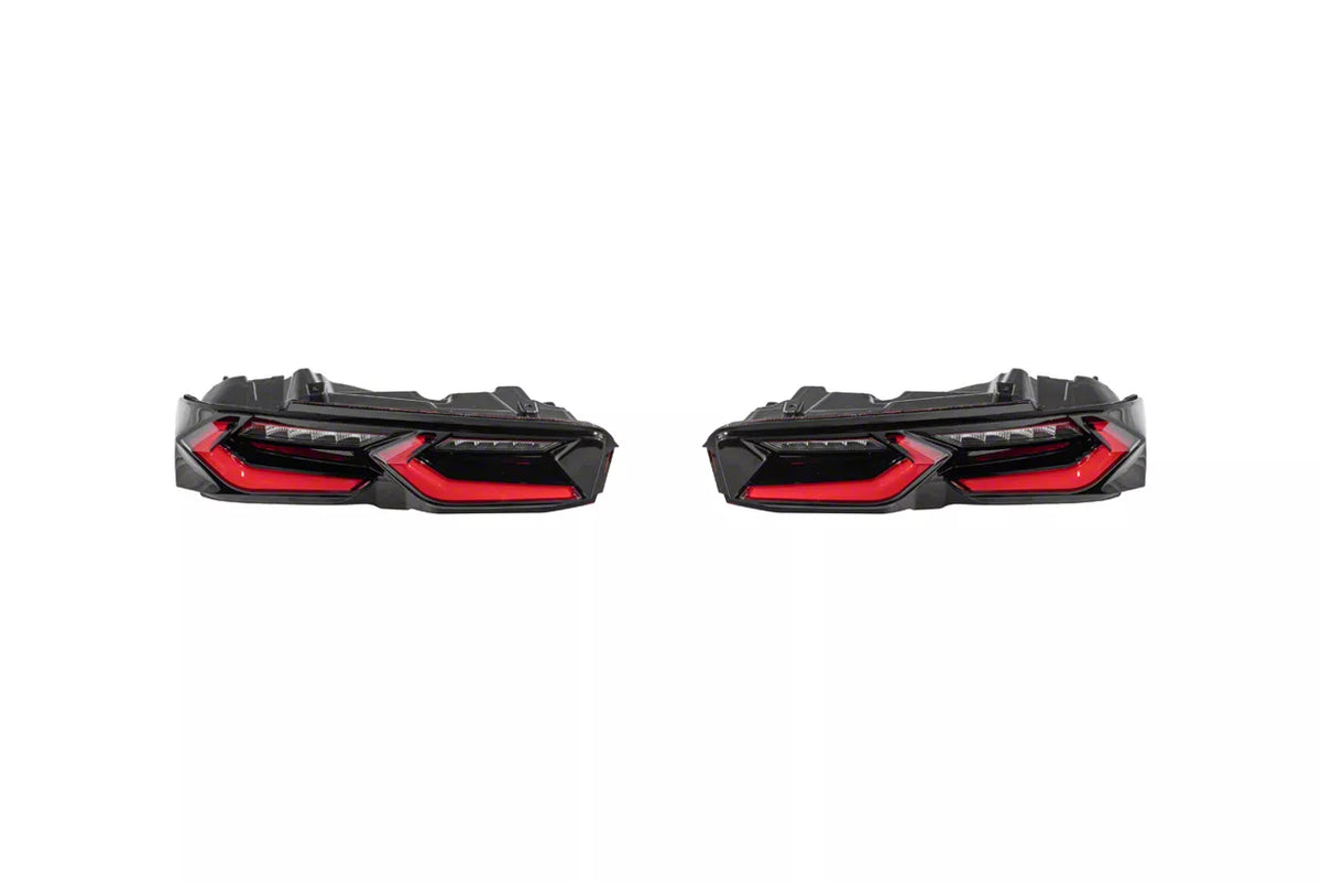 C8 Style Sequential LED Tail Lights; Black Housing; Red Lens (19-24 Camaro)