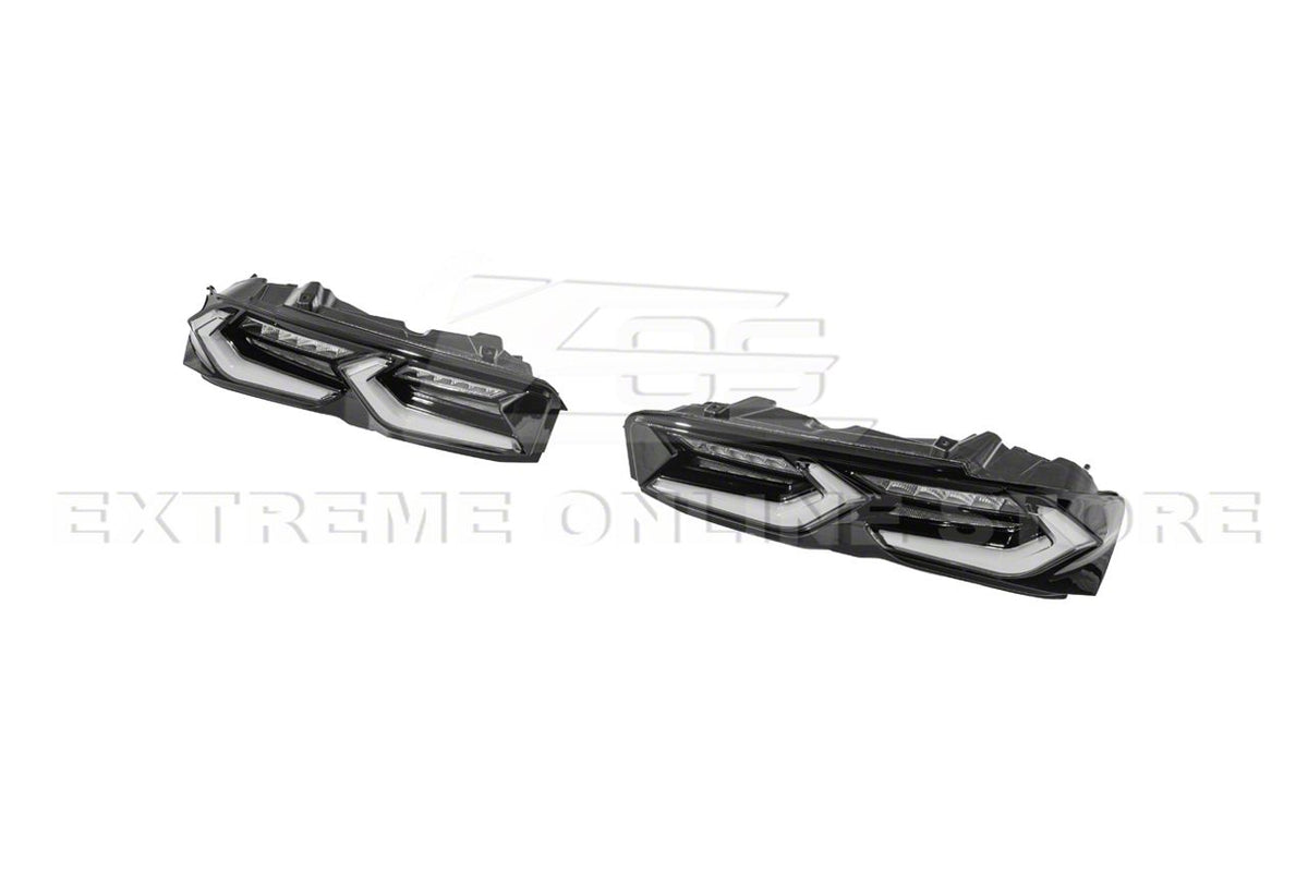 C8 Style Sequential LED Tail Lights; Black Housing; Smoked Lens (19-24 Camaro)