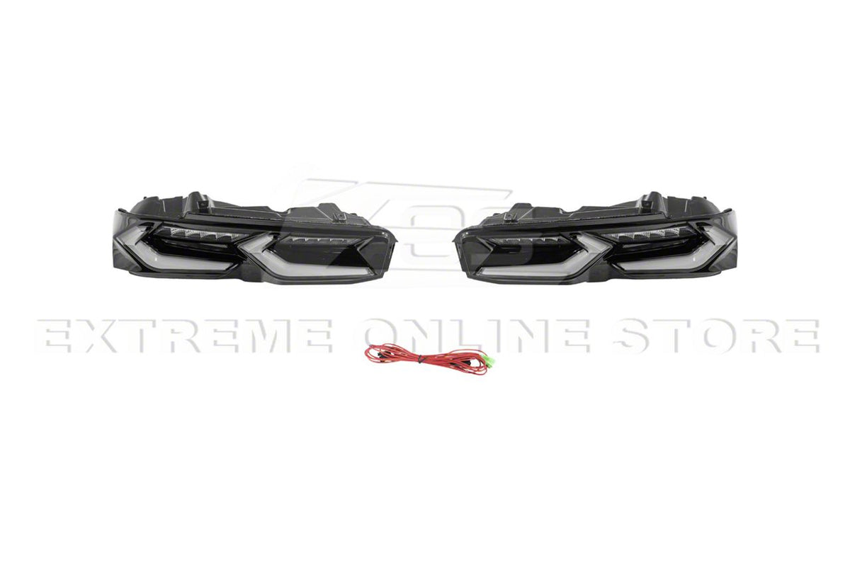 C8 Style Sequential LED Tail Lights; Black Housing; Smoked Lens (19-24 Camaro)