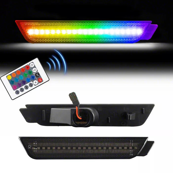 RGB Dynamic LED Side Markers with Remote; Smoked (10-15 Camaro)