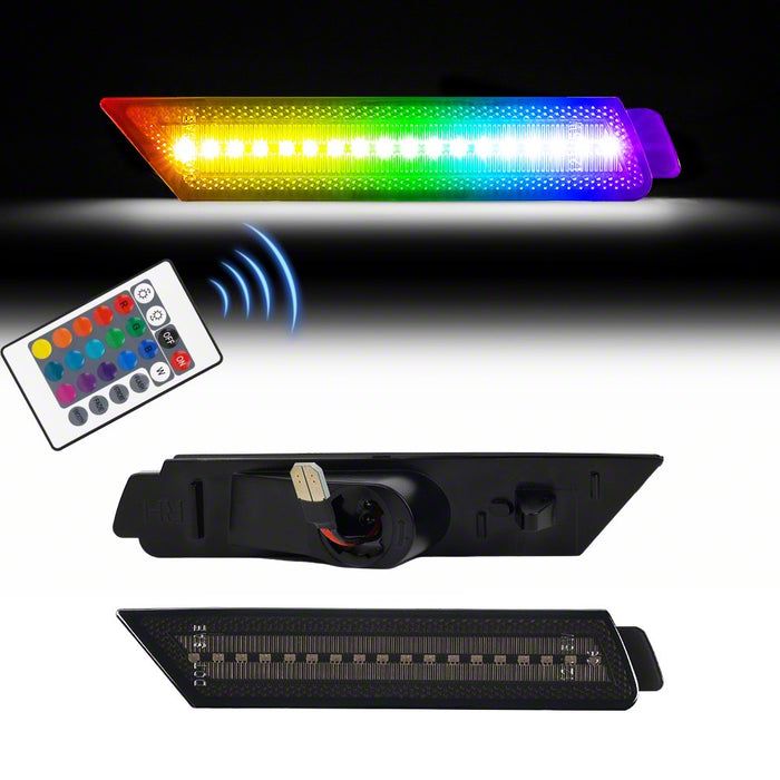 RGB Dynamic LED Side Markers with Remote; Smoked (10-15 Camaro)