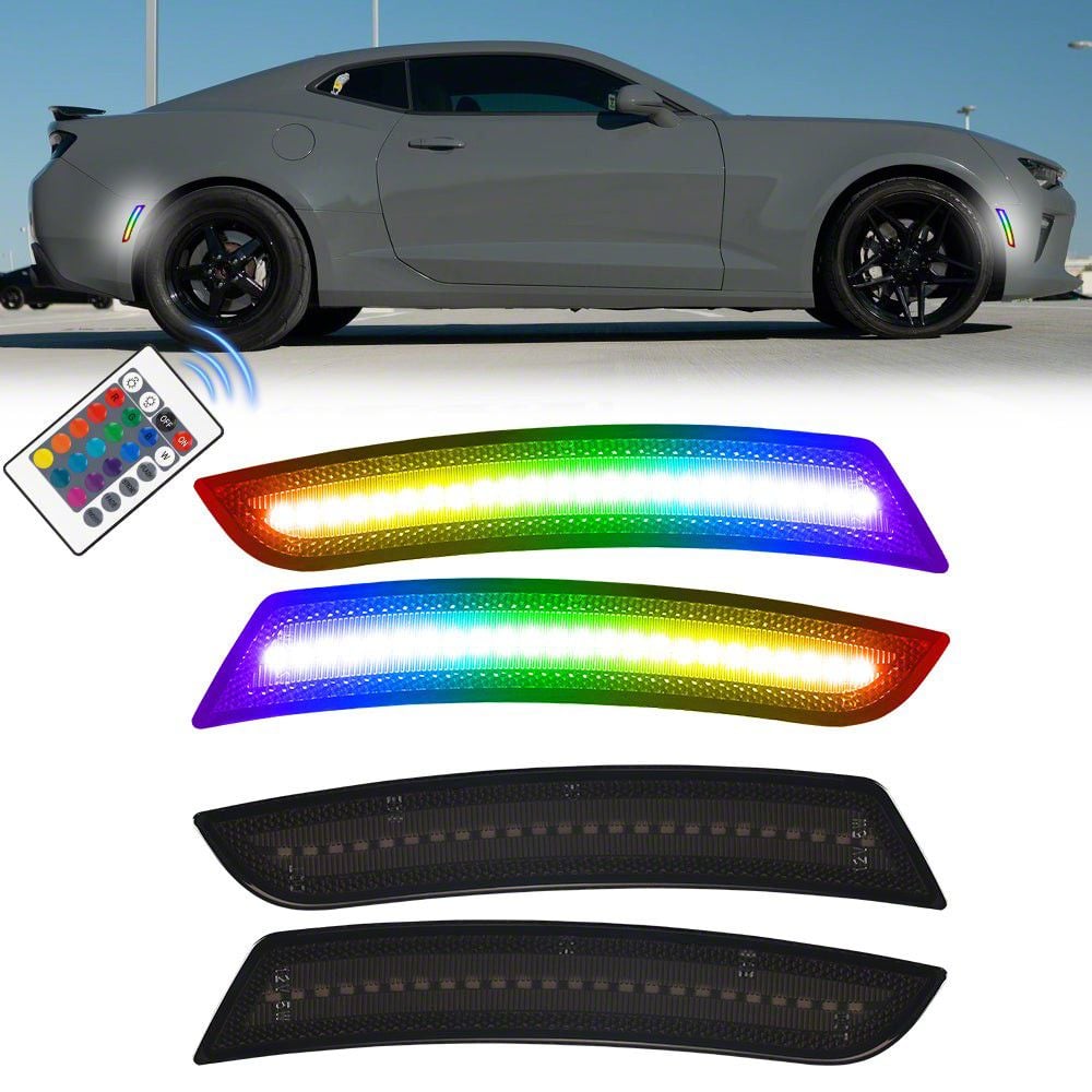 RGB LED Side Markers; Smoked (16-24 Camaro)
