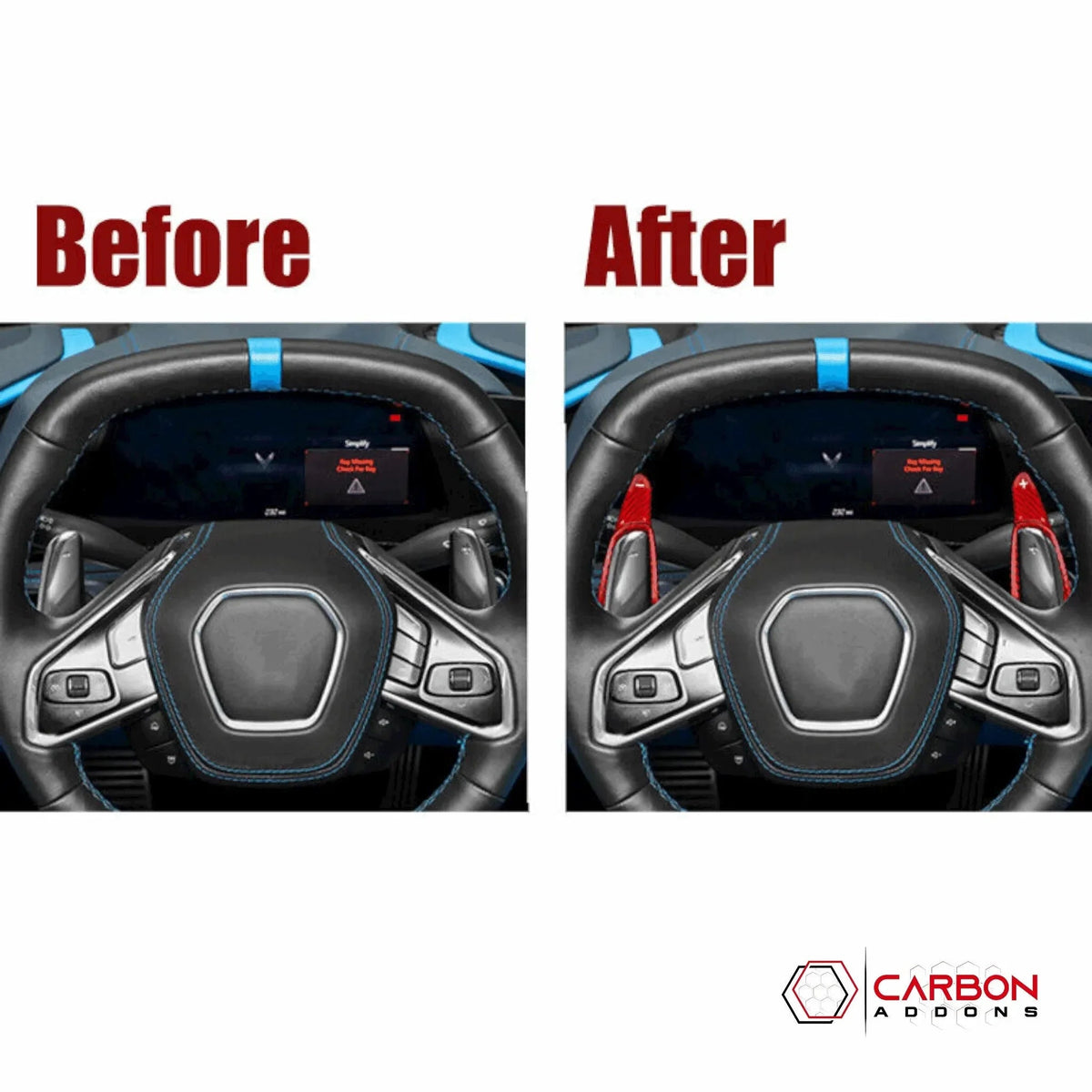 C8 Corvette Real Carbon Fiber Paddle Shifter Extensions | Steering Wheel Upgrade (2020–2027)