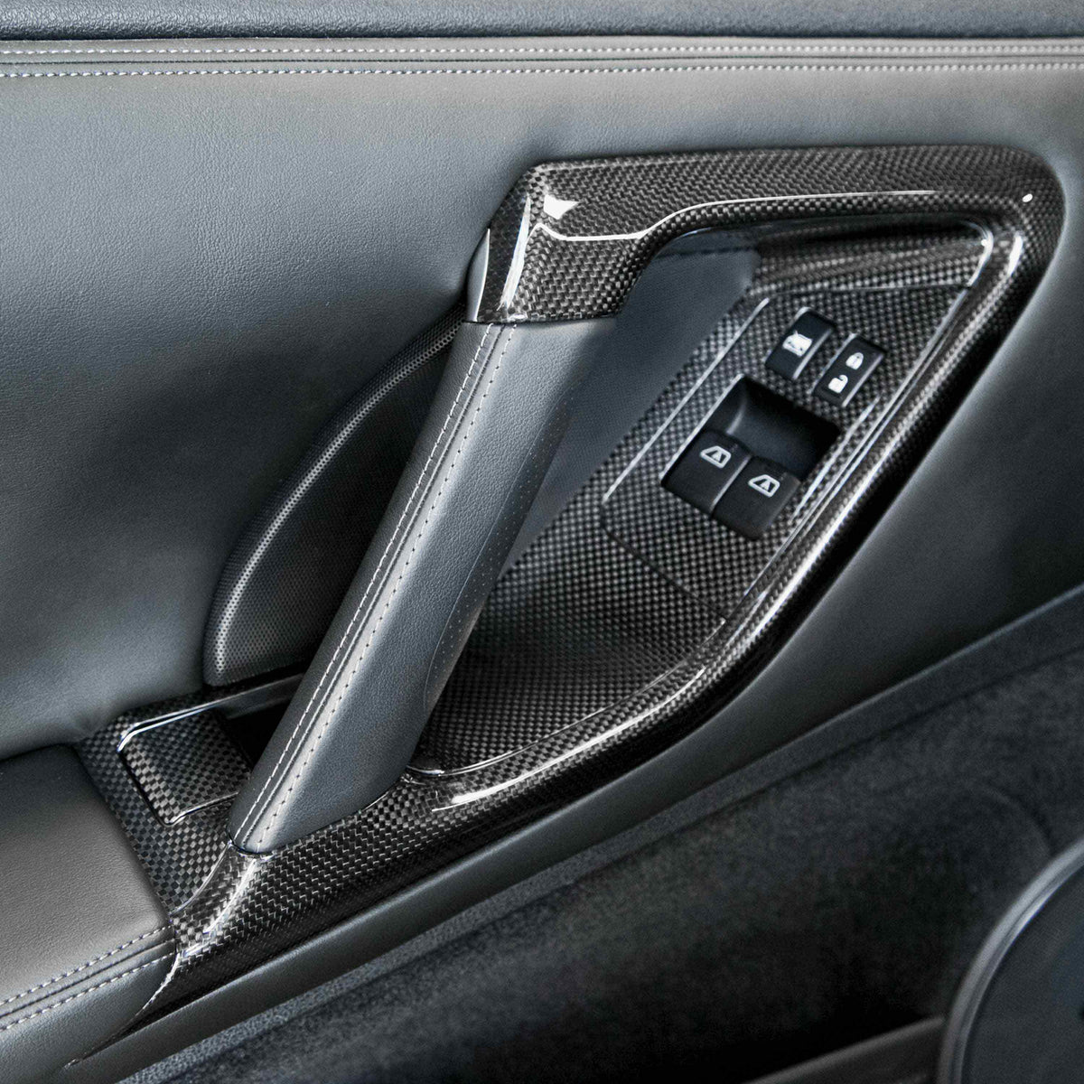Carbon fiber interior door trim set for 2009-2016 Nissan GT-R (12-Piece Set)