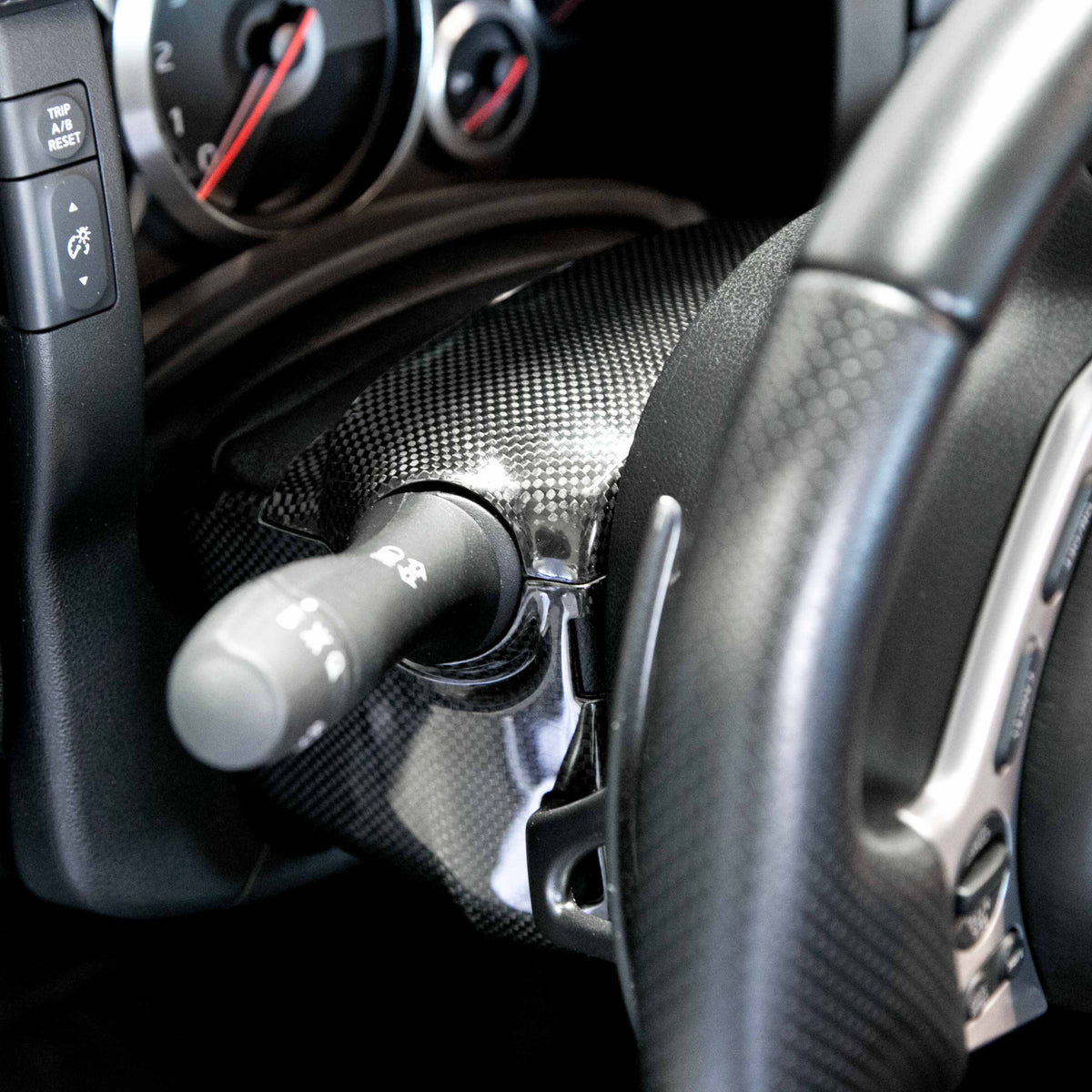 Carbon fiber steering column surround trim for 2009-2016 Nissan GT-R (4-Piece Set)