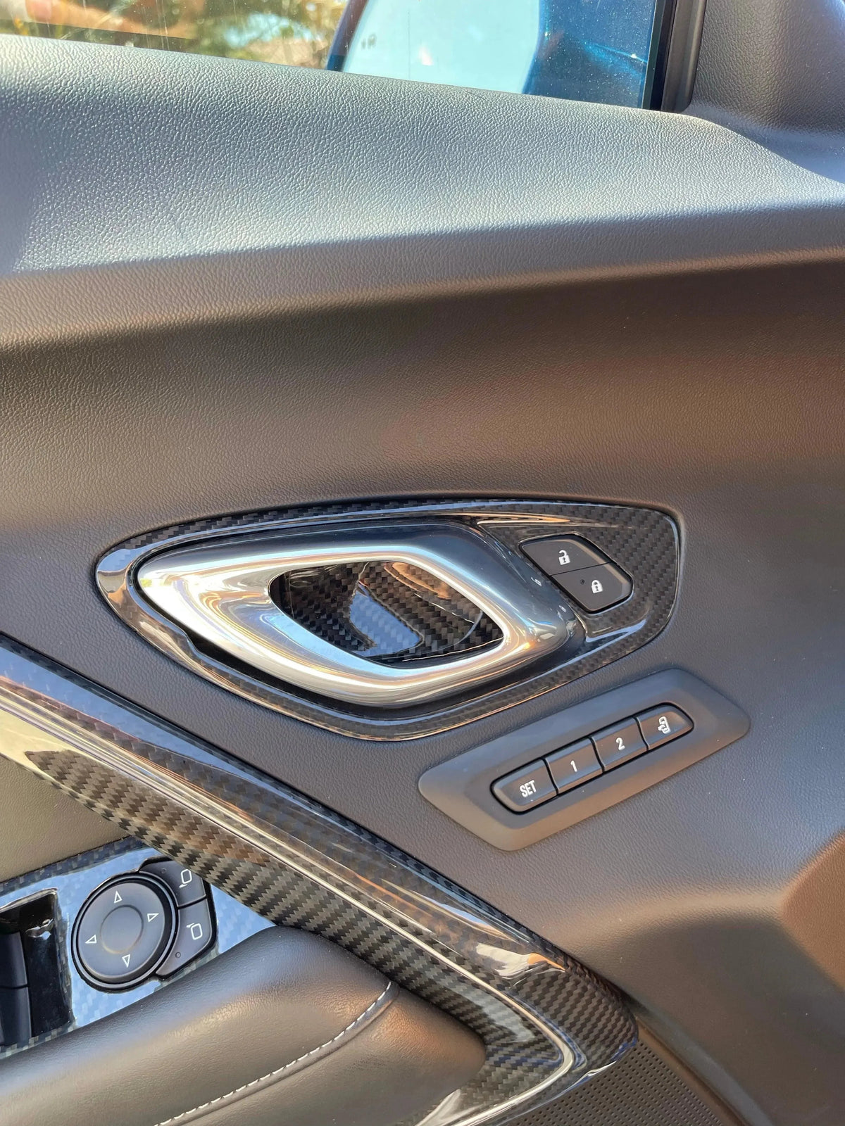 Chevy Camaro 2016-2024 Interior Door Handle Trim Carbon Fiber Cover