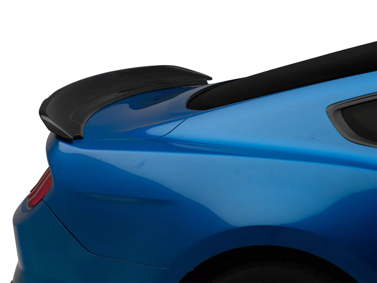 GT350 Style Rear Spoiler; Gloss Black Carbon Fiber (15-23 Mustang Fastback)