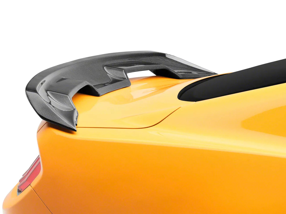 GT500 Style Rear Spoiler; Gloss Black Carbon Fiber (15-23 Mustang Fastback)