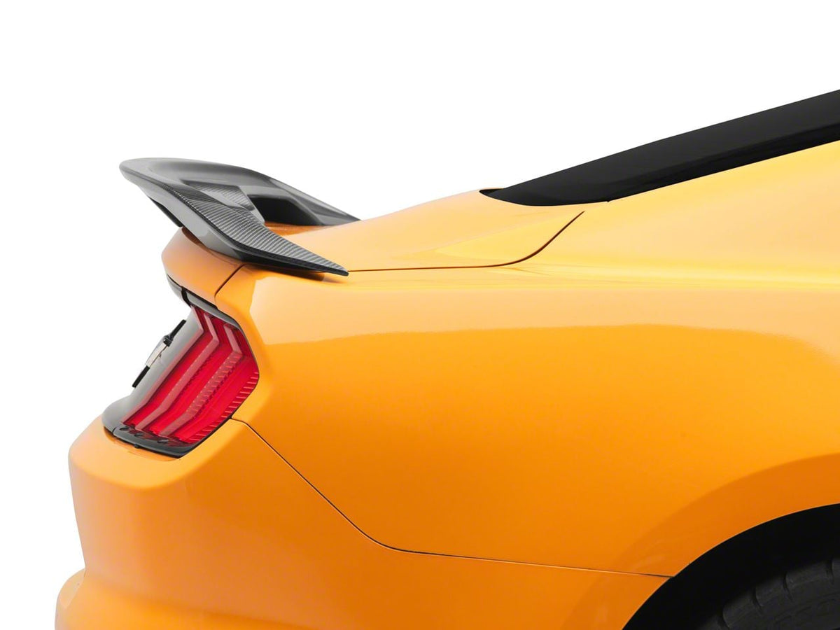 GT500 Style Rear Spoiler; Gloss Black Carbon Fiber (15-23 Mustang Fastback)