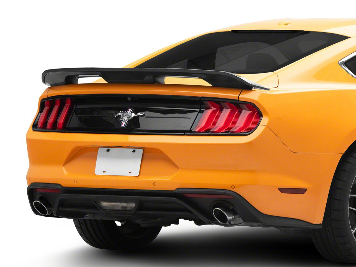 GT500 Style Rear Spoiler; Gloss Black Carbon Fiber (15-23 Mustang Fastback)
