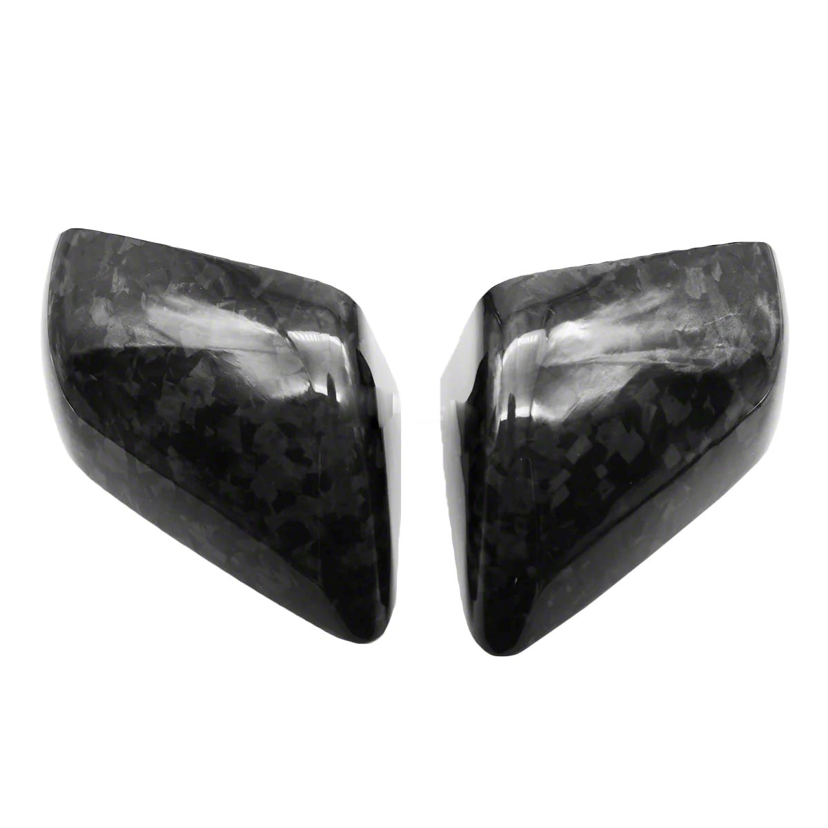 Side View Mirror Covers without Turn Signal Openings; Forged Carbon Fiber (15-23 Mustang)