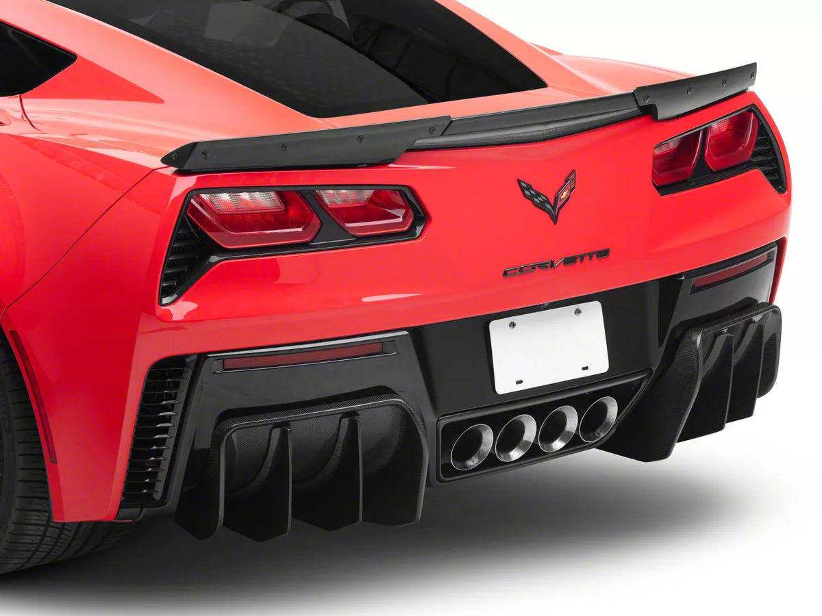 Add On Rear Bumper Diffuser; Carbon Fiber (14-19 Corvette C7)