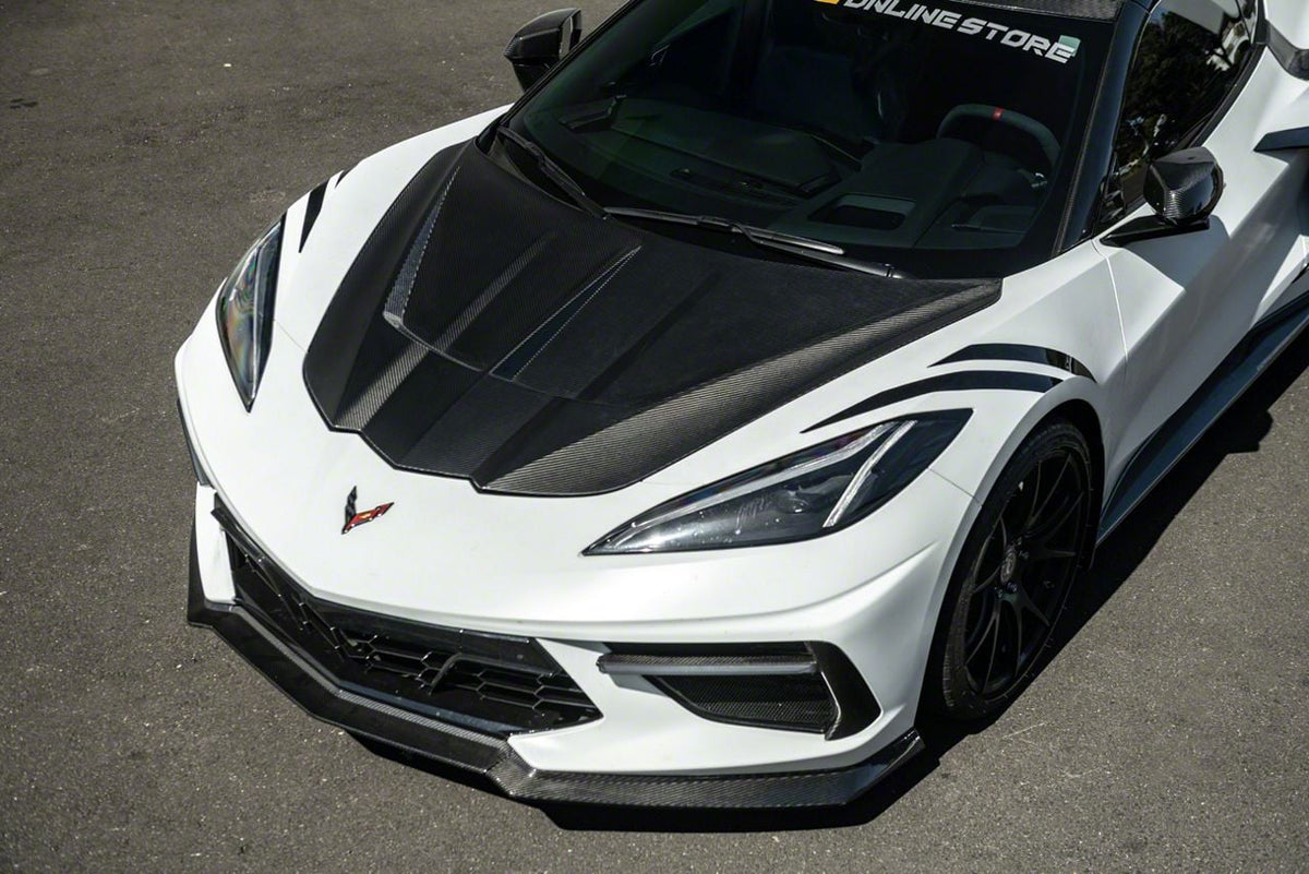 EOS Performance Track Package Hood; Double Sided Carbon Fiber (20-26 Corvette C8)