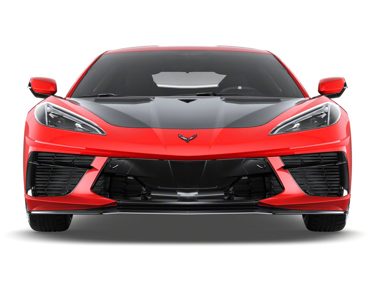 GT3R Style Side Vented Extractor Hood; Carbon Fiber (20-26 Corvette C8)