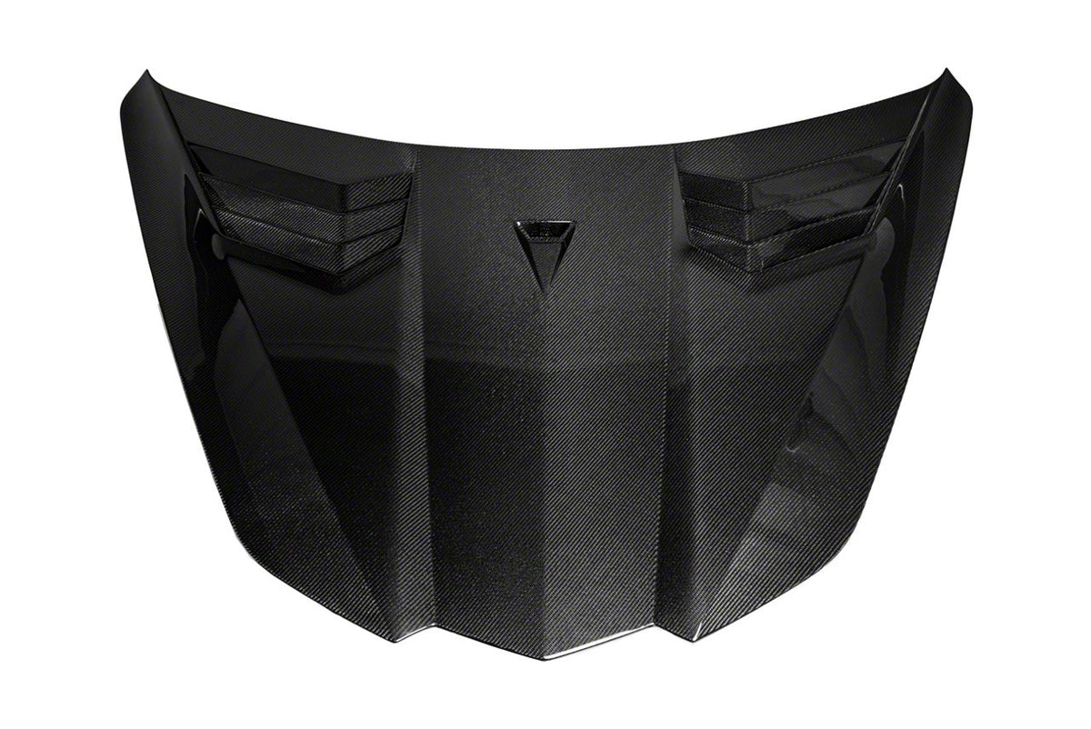 GT3R Style Side Vented Extractor Hood; Carbon Fiber (20-26 Corvette C8)