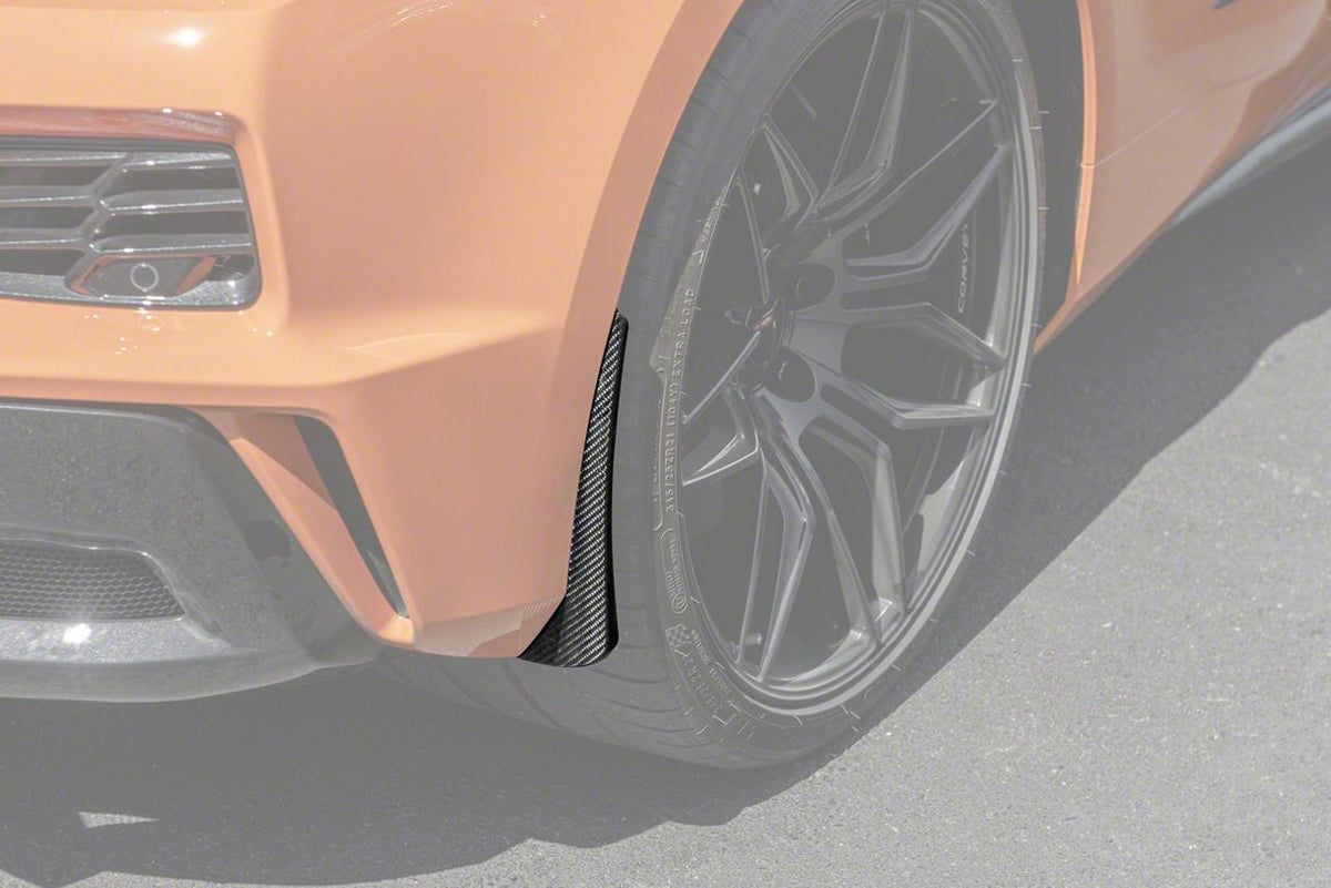 XL Extended Package Rear Splash Guards; Carbon Fiber (23-26 Corvette C8 E-Ray, Z06)