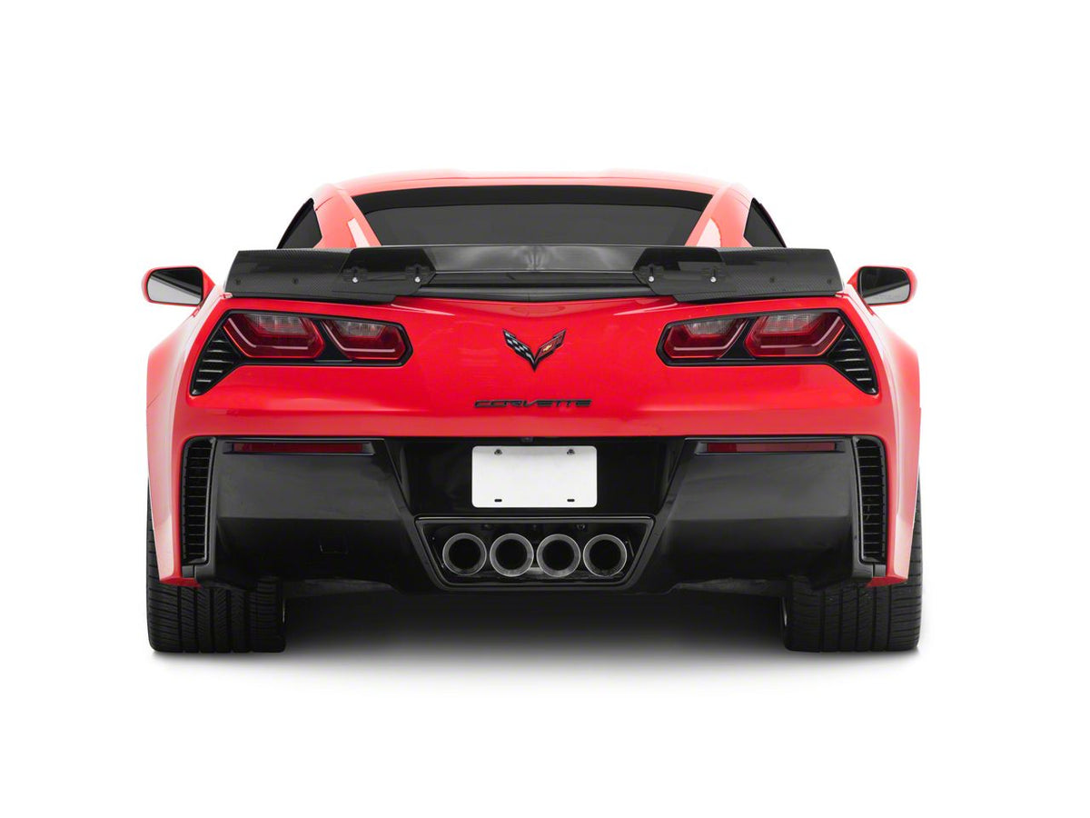 Z07 Stage 3 Performance Package Style Rear Spoiler with Dark Tinted Wickerbill Extension; Carbon Fiber (14-19 Corvette C7, Excluding ZR1)