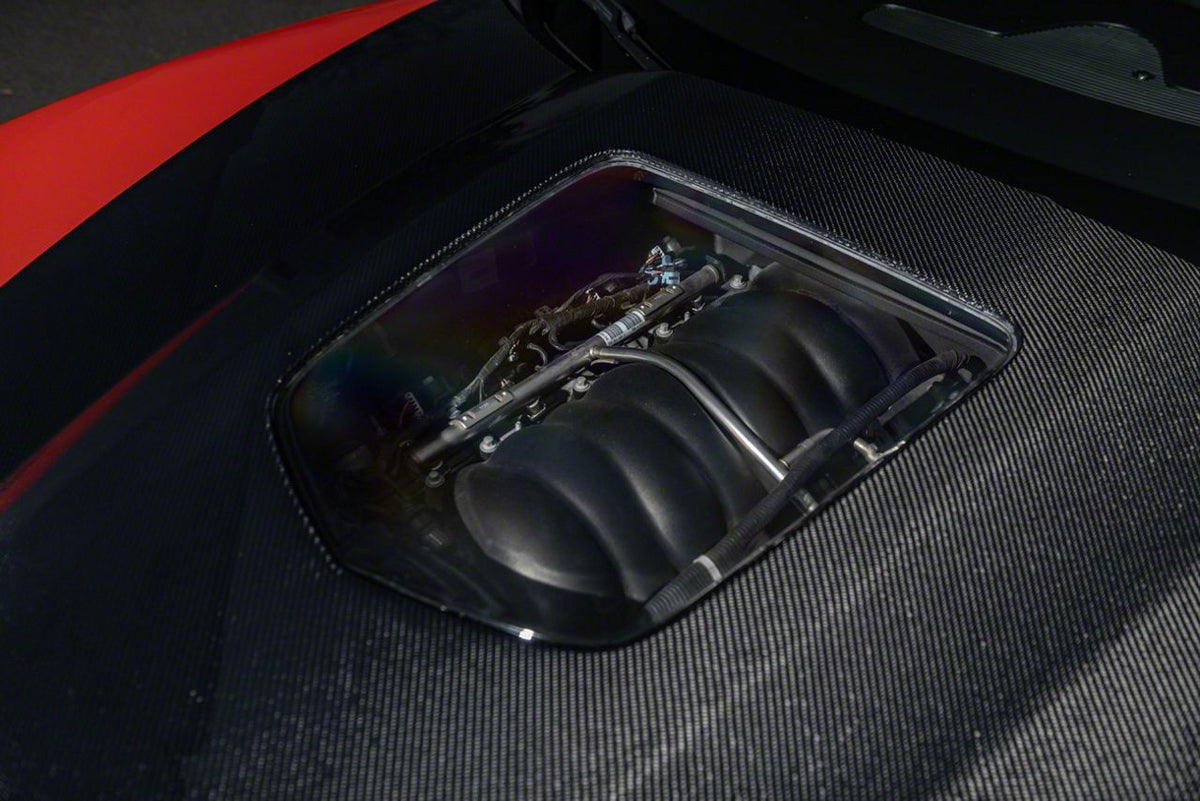 ZR1 Cowl Raised Style Hood; Carbon Fiber (05-13 Corvette C6)