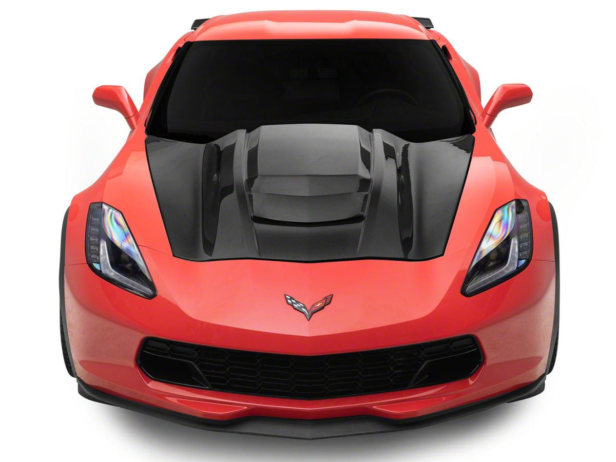 ZR1 Style Cowl Vented Extractor Hood Carbon Fiber for 2014-2019 Corvette C7
