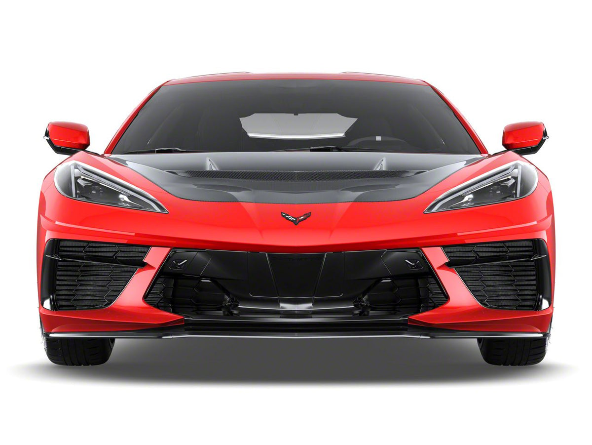 ZR1 Style Vented Extractor Hood; Top-Sided Carbon Fiber (20-26 Corvette C8)