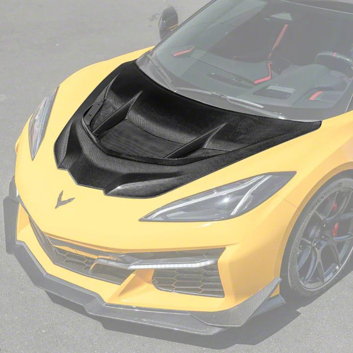 ZR1 Style Vented Extractor Hood; Top-Sided Carbon Fiber (20-26 Corvette C8)